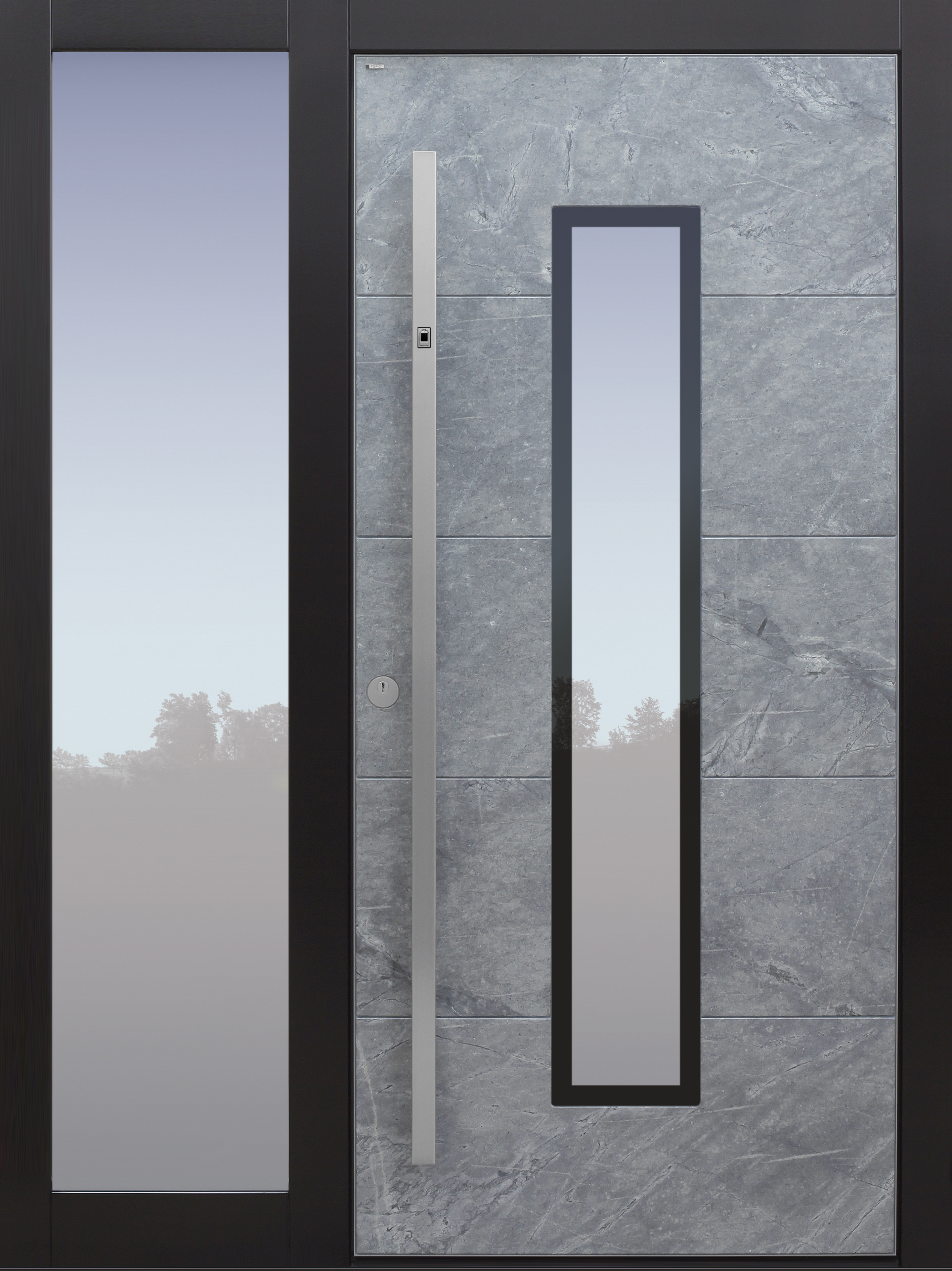 Haustür modern, Stein, Himalayastein, grau, Fingerprint, TOPICcore, Seitenteil, Sicherheitstür, passivhaustauglich, besser als Alu, Glas, Strasser, Atlantis Haustür modern, Stein, Himalayastein, grau, Fingerprint, TOPICcore, Seitenteil, Sicherheitstür, passivhaustauglich, besser als Alu, Glas, Strasser, Atlantis