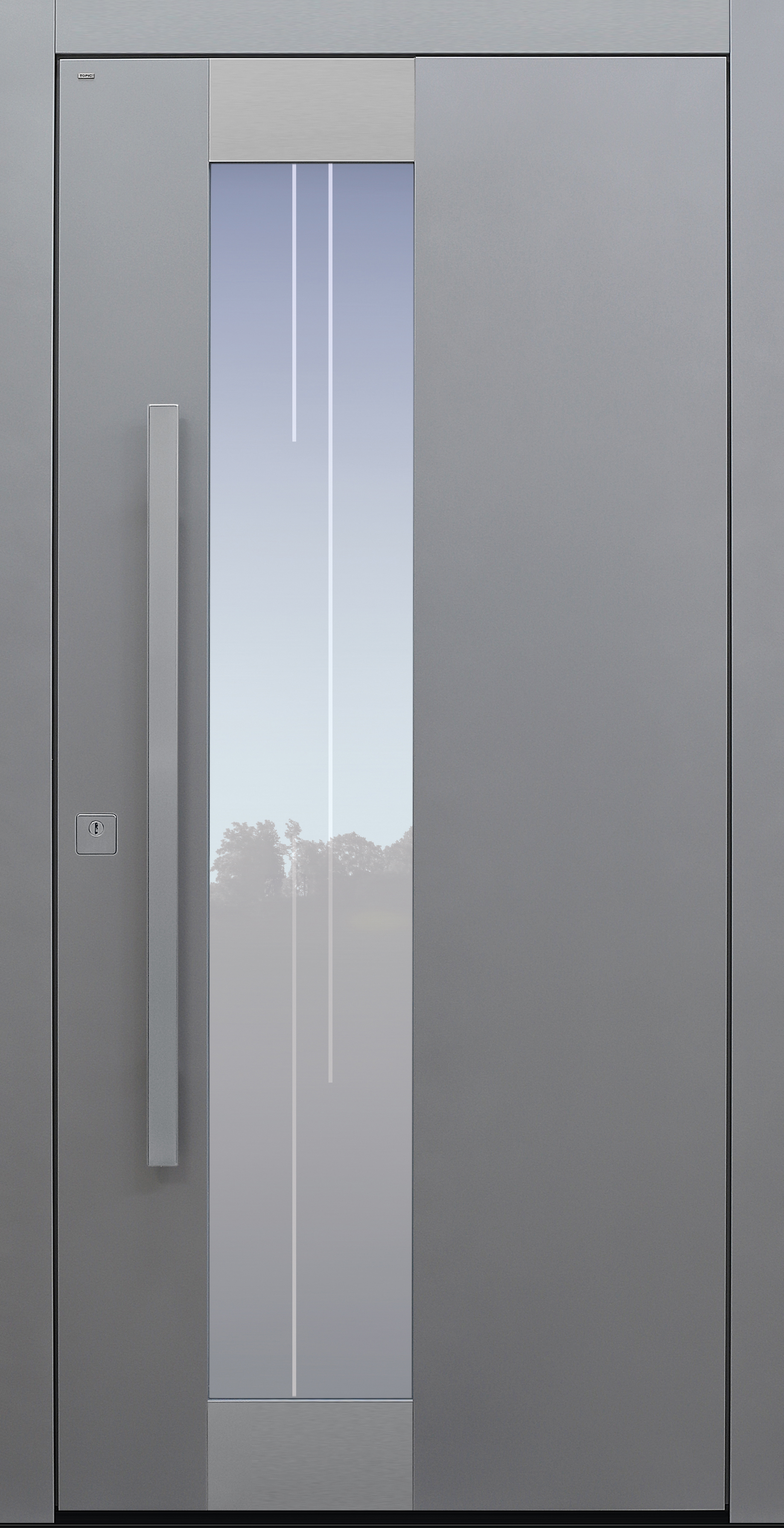 Haustür grau mit Edelstahlapplikationen Modell B10 Haustür grau mit Edelstahlapplikationen Modell B10
