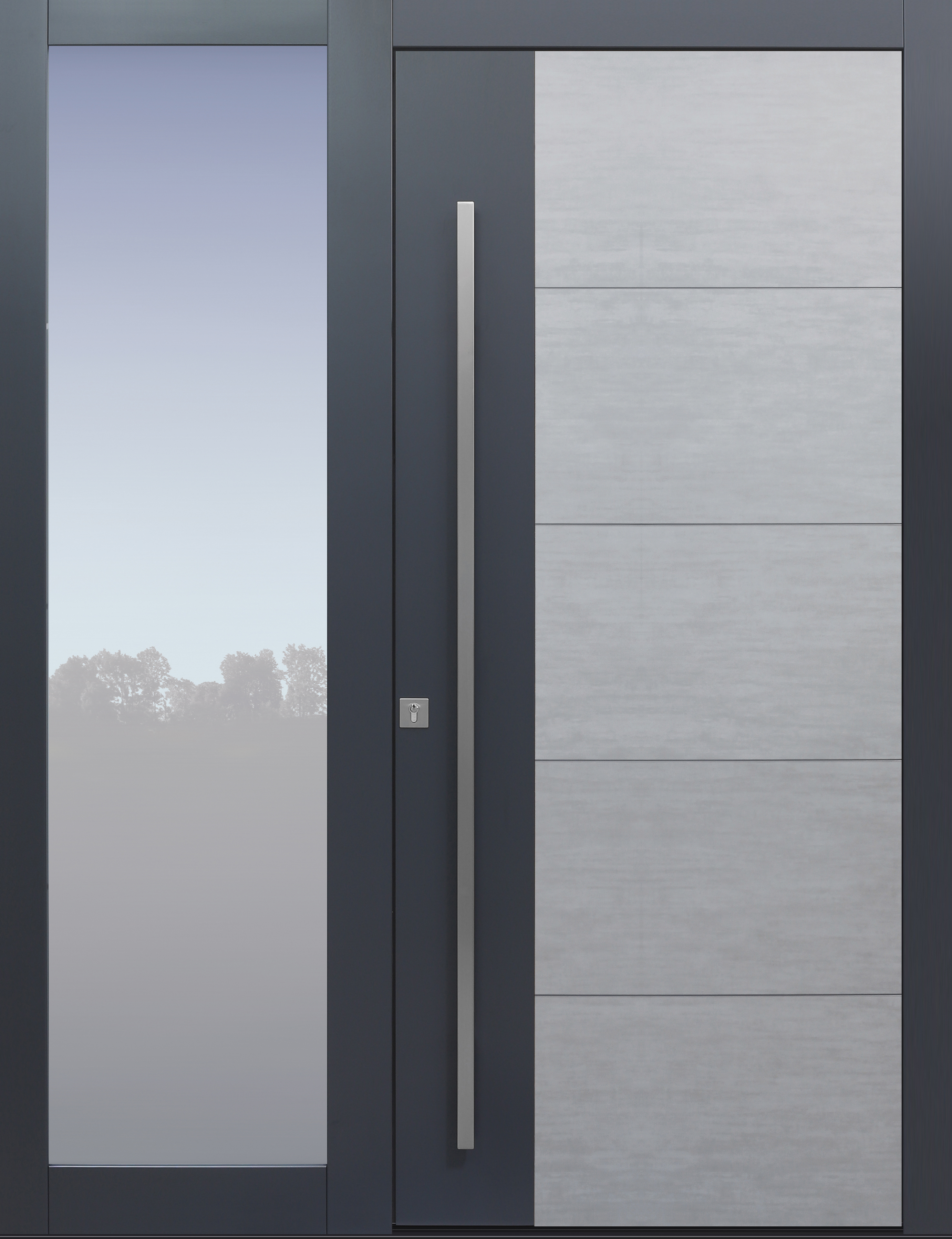 Haustür Keramik Koshi grau mit Seitenteil T Modell B9 Haustür Keramik Koshi grau mit Seitenteil T Modell B9