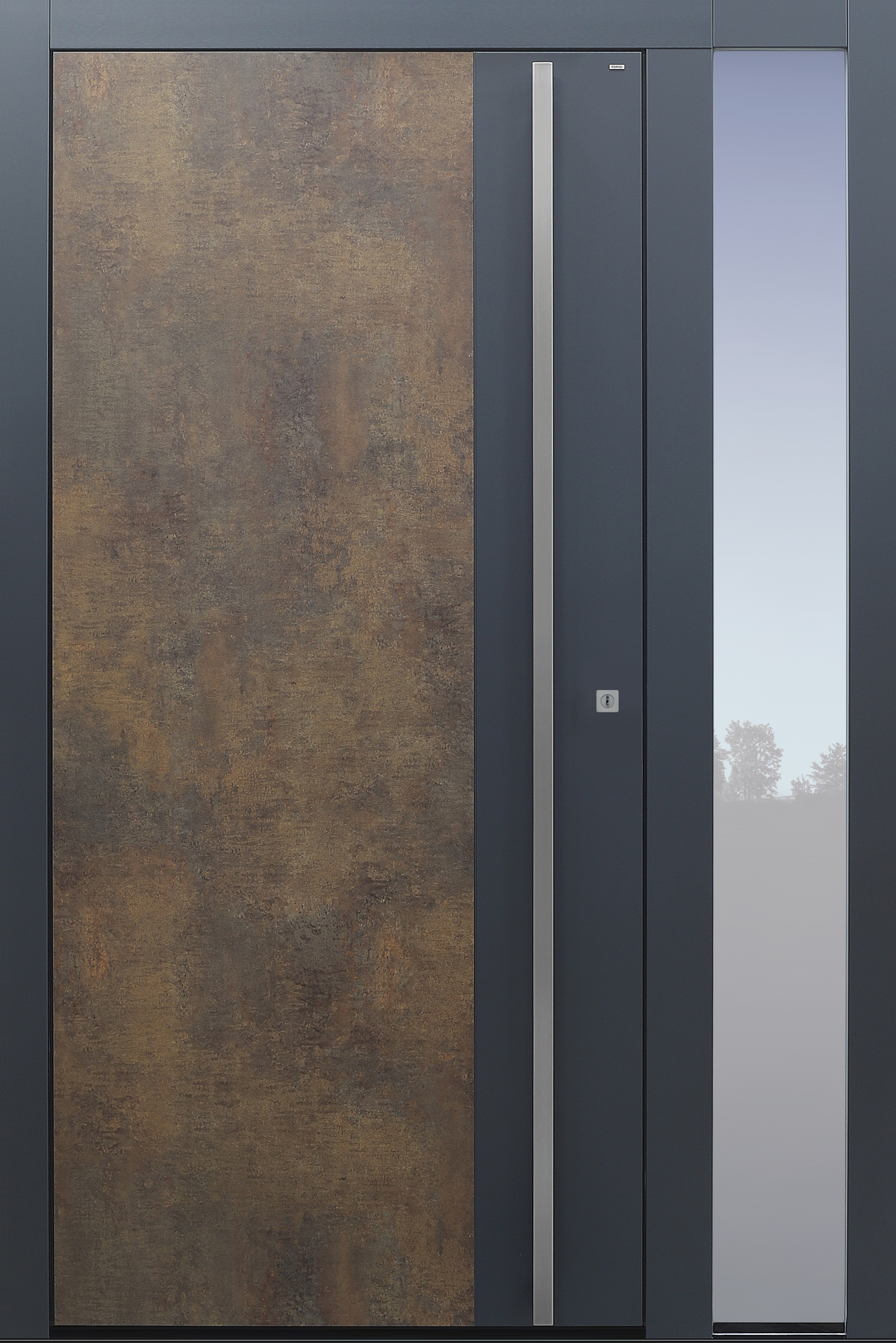 Haustür Dekor Patina Bronze mit Seitenteil RG Modell B923 Haustür Dekor Patina Bronze mit Seitenteil RG Modell B923