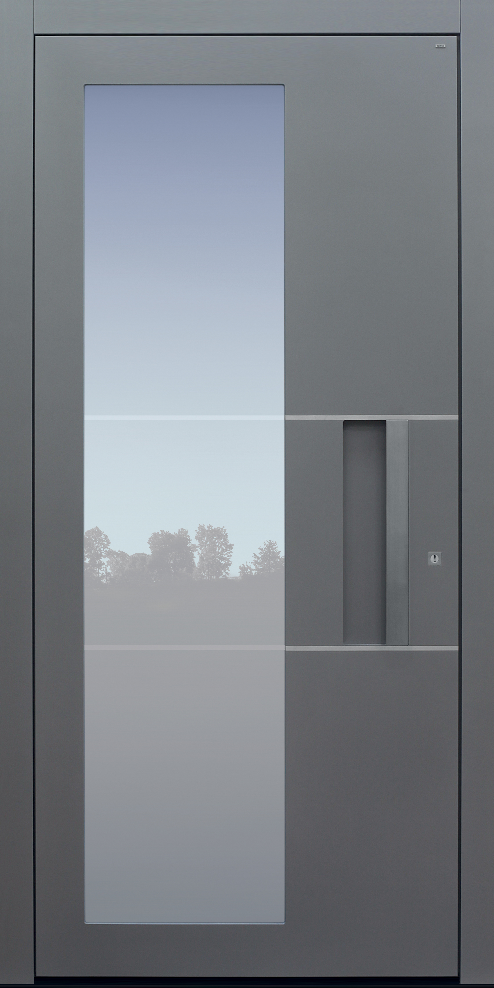 Haustür grau mit Schalengriff Modell B55