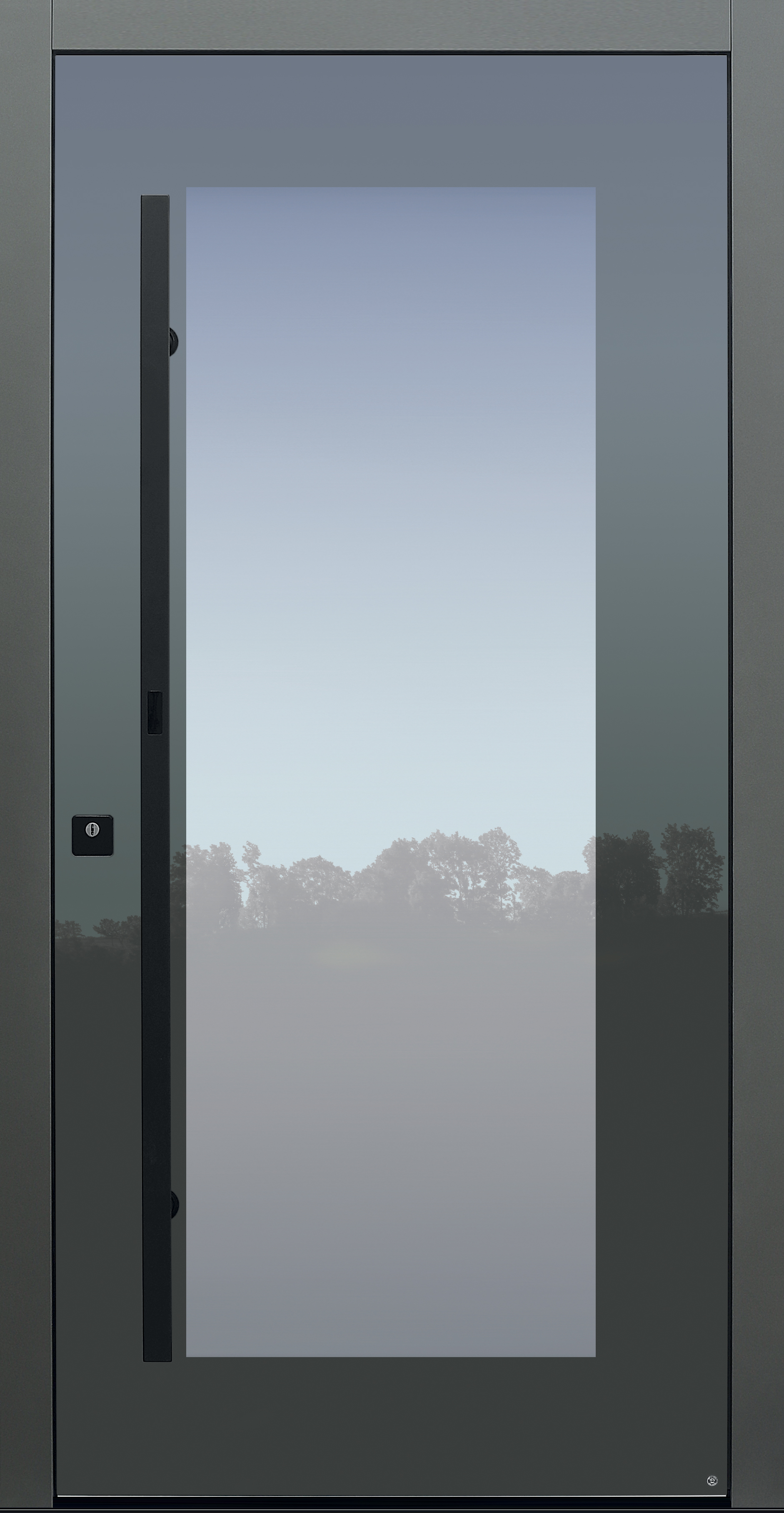 Haustür grau mit Stoßgriff schwarz Modell Pure02-T2 Haustür grau mit Stoßgriff schwarz Modell Pure02-T2