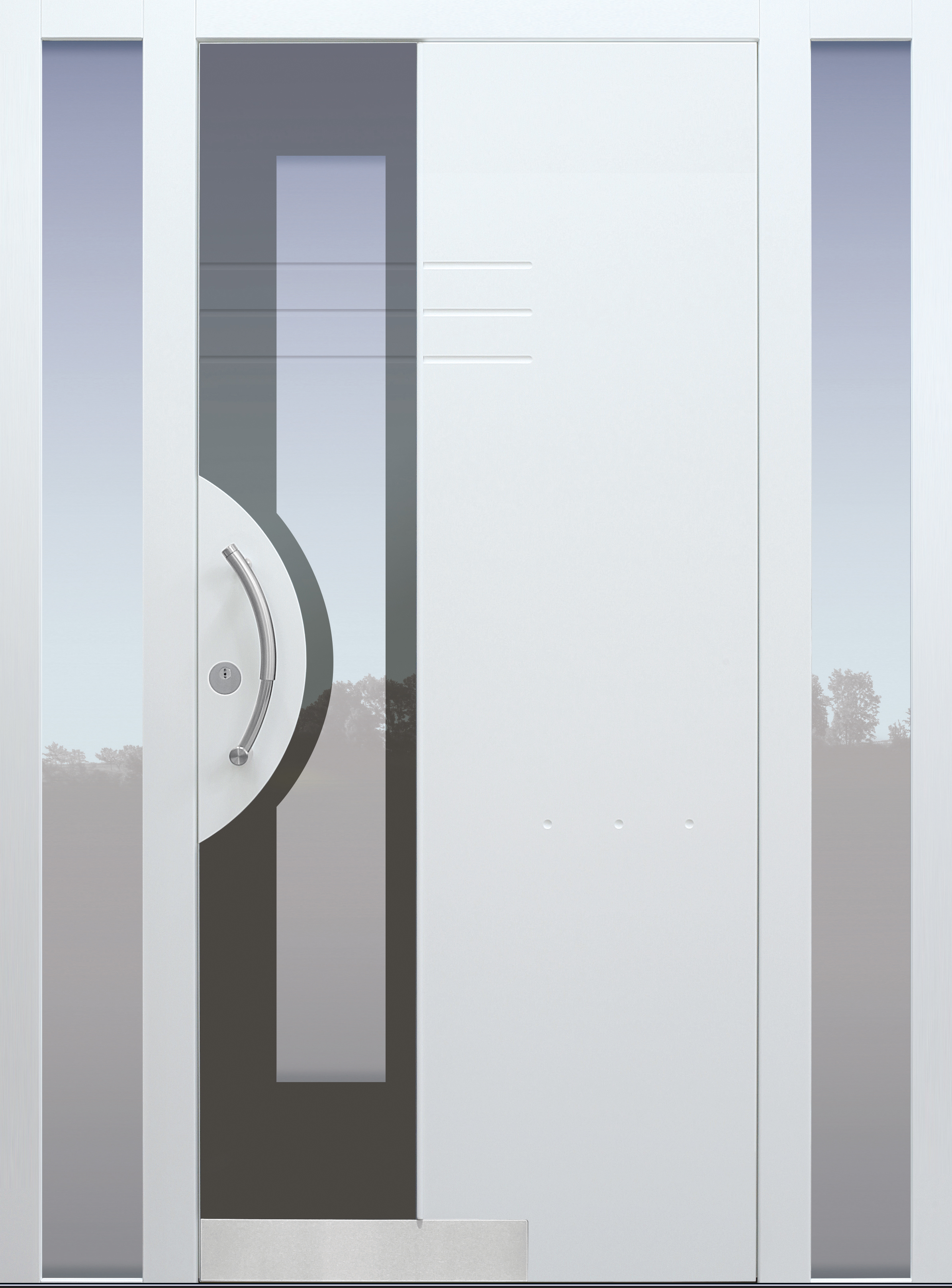 Haustür weiß mit 2 Seitenteilen B1 Modell Shadow03