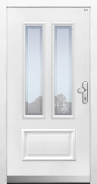 Haustür klassisch weiß mit Option Glas Klarrand  Modell A128