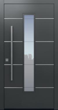 Haustür dunkelgrau mit Edelstahllisenen Modell A483