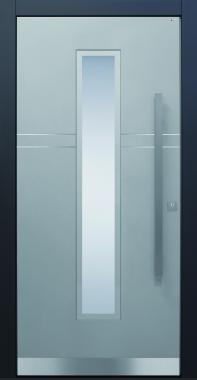 Haustür modern, grau, Edelstahl, Sicherheitstür, passivhaustauglich, besser als Alu, Glas