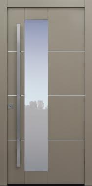 Haustür beige mit Edelstahllisenen Modell B10