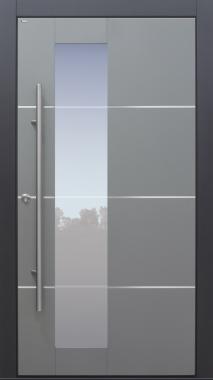 Haustür modern, grau, TOPICcore, Edelstahl, Sicherheitstür, passivhaustauglich, besser als Alu, Glas