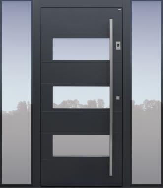 Haustür anthrazit mit Option Designpaket mit Fingerprint mit 2 Seitenteilen BG11 Modell B17-T1