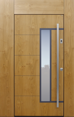 Haustür modern, Holz, Eiche, Sicherheitstür, Fingerprint, passivhaustauglich, besser als Alu, Glas