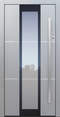 Haustür modern, grau, TOPICcore, Edelstahl, Fingerprint, Sicherheitstür, passivhaustauglich, besser als Alu, Glas