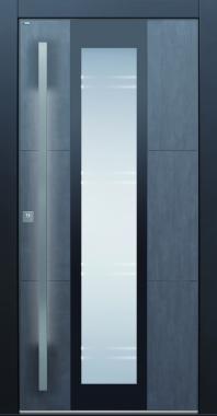 Haustür modern, dunkelgrau, Keramik, LED, Sicherheitstür, passivhaustauglich, Glas, Lichtausschnitt