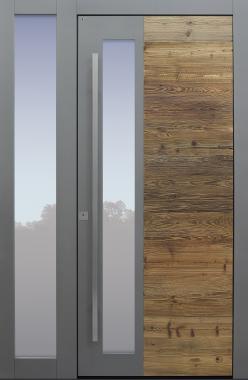 Haustür Altholz Fichte mit Option Schlossbereich in RAL mit Seitenteil T Modell B37