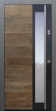 Haustür modern, Holz, Eiche, Altholz Eiche, Sicherheitstür, passivhaustauglich, besser als Alu, Glas, Fingerprint