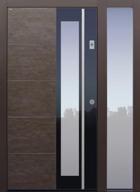 Haustür Keramik braun mit Fingerprint mit Seitenteil B1 Modell B37