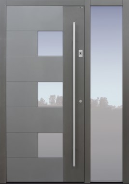 Haustür grau mit Optionen 2. Farbe und Designpaket mit Fingerprint mit Seitenteil B1 Modell B66