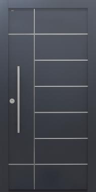 Haustür anthrazit mit Edelstahllisenen statt Spurfräsungen mit Design B908 Modell B9