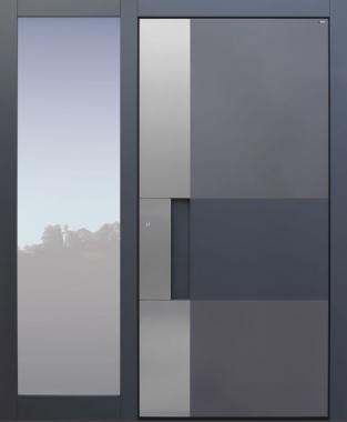 Haustür modern, TOPICcore, Anthrazit, Dunkelgrau Sicherheitstür, passivhaustauglich, besser als Alu, Glas, Seitenteil