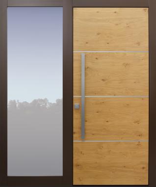 Haustür modern, Holz, Eiche, TOPICcore, mit Seitenteil, Sicherheitstür, passivhaustauglich, besser als Alu, Glas