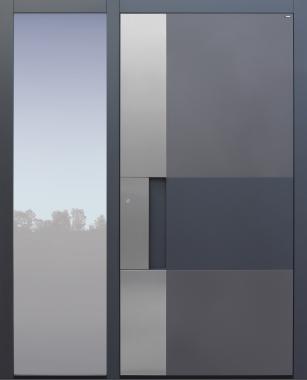 Haustür anthrazit mit Option Schalengriff mit Design B901 2 Farben mit Seitenteil B1 Modell B9