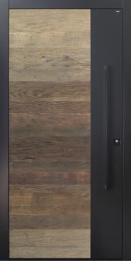 Haustür Altholz Eiche mit Schlossbereich in RAL mit Stoßgriff schwarz Modell B9