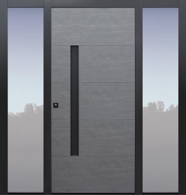Haustür Keramik Koshi dunkelgrau mit Option Schalengriff & 2 Seitenteilen B1 Modell B9