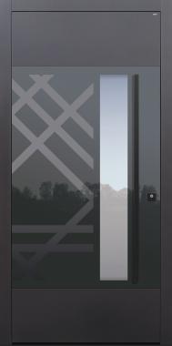 Haustür anthrazit mit Stoßgriff schwarz Modell Glanzstück Kokon-T2