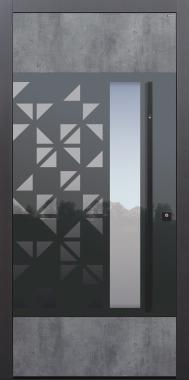 Haustür Exterior Skyline mit Stoßgriff schwarz mit Fingerprint Modell Glanzstück-T