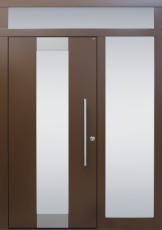 Haustür modern, braun, TOPICcore, Edelstahl, Seitenteil, Oberlichte, Sicherheitstür, passivhaustauglich, besser als Alu, Glas
