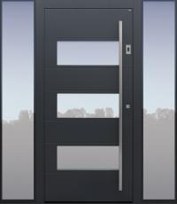 Haustür anthrazit mit Option Designpaket mit Fingerprint mit 2 Seitenteilen BG11 Modell B17-T1