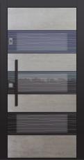 Haustüren modern, Echtbeton, Beton, Fingerprint, Stoßgriff schwarz, Sicherheitstür, passivhaustauglich, TOPICcore, besser als Alu, Glas