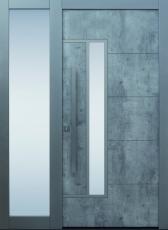 Haustür modern, Beton Dekor, Sicherheitstür, passivhaustauglich, besser als alu, Seitenteil, Glas  