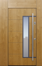 Haustür modern, Holz, Eiche, Sicherheitstür, Fingerprint, passivhaustauglich, besser als Alu, Glas