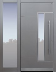 Haustür modern, TOPICcore, hellgrau, Sicherheitstür, passivhaustauglich, besser als Alu, Glas, Seitenteil, Fingerprint