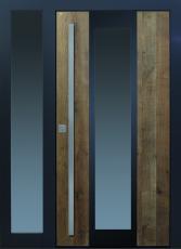 Haustür modern, anthrazit, Holz, Altholz, Eiche, mit Seitenteil, über 300 Jahre, Sicherheitstür, passivhaustauglich, TOPICcore, besser als Alu, Edelstahl, Glas, Parsol grau