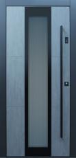 Haustür modern, anthrazit, grau, Keramik, Stoßgriff in schwarz, Sicherheitstür, passivhaustauglich, besser als Alu, Glas    