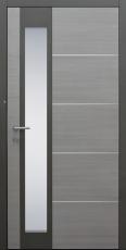 Haustür Silverwood1 Innenansicht mit 4 Edelstahllisenen bandseitig Modell B37-T3