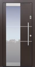 Haustür, modern, braun, Fingerprint, Edelstahllisenen, Klarglaslinien, Topiccore, Edelstahl, Sicherheitstür, passivhaustauglich, besser als Alu, Glas