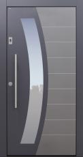 Haustür modern, anthrazit und grau, TOPICcore, Edelstahllinien, Sicherheitstür, passivhaustauglich, besser als Alu, Glas