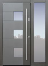 Haustür modern, grau, TOPICcore, Fingerprint, Seitenteil, Sicherheitstür, passivhaustauglich, besser als Alu, Glas