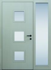 Haustür modern, Holz, Fichte, Seitenteil, Sicherheitstür, passivhaustauglich, besser als Alu, Glas