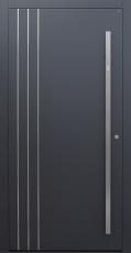 Haustür anthrazit mit 3 Edelstahllisenen längs auf Kundenwunsch mit Option Designpaket mit Fingerprint Modell B9-T1