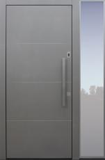 Haustür modern, TOPICcore, hellgrau, Sicherheitstür, passivhaustauglich, besser als Alu, Glas, Seitenteil, Fingerprint