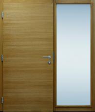Haustür innen, modern, Holz, Eiche, Edelstahl, Sicherheitstür, passivhaustauglich, besser als Alu, Glas