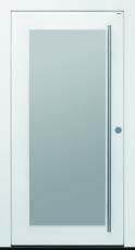 Haustür Glas, modern, weiß, Edelstahl, Sicherheitstür, passivhaustauglich