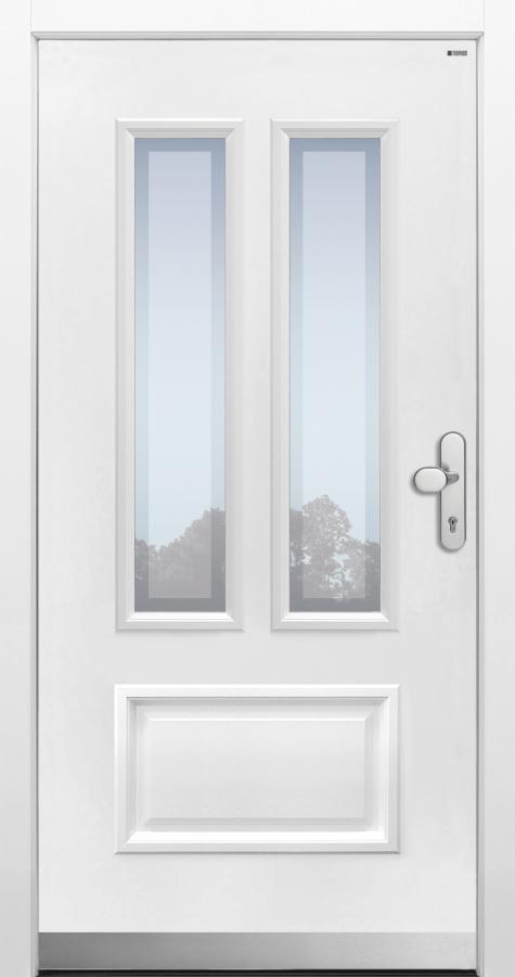 Haustür klassisch weiß mit Option Glas Klarrand  Modell A128
