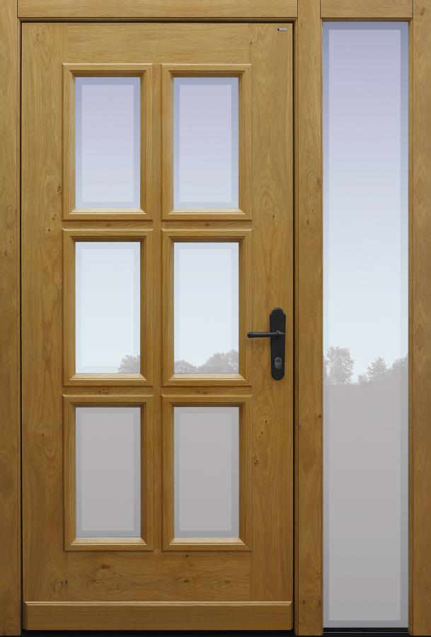 Haustür klassisch Eiche astig mit Option Glas Klarrand mit Seitenteil B1 Modell A171