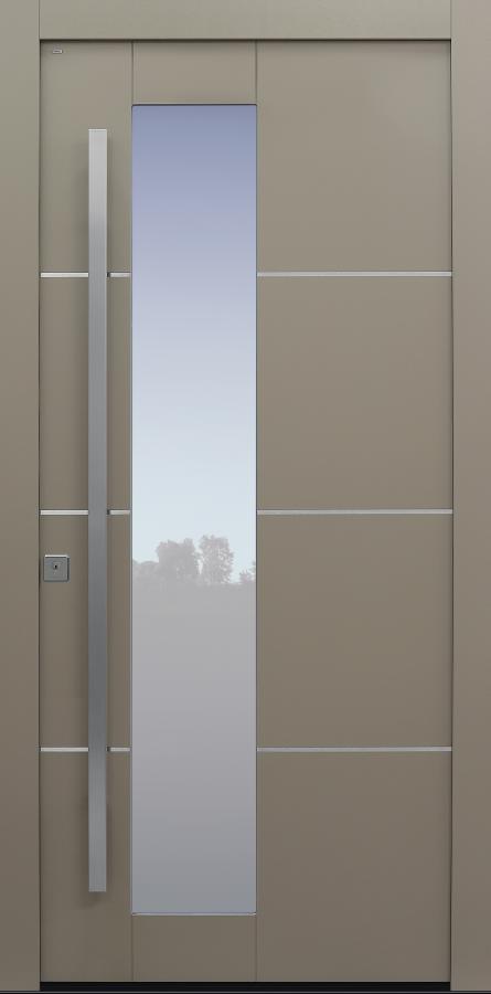 Haustür beige mit Edelstahllisenen Modell B10