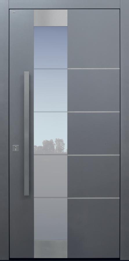 Haustür grau mit Edelstahllisenen Modell B10-T1