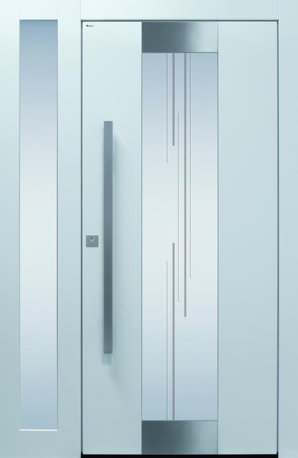 Haustür modern weiß, Sicherheitstür, Edelstahl, passivhaustauglich, besser als alu, Seitenteil, Glas  